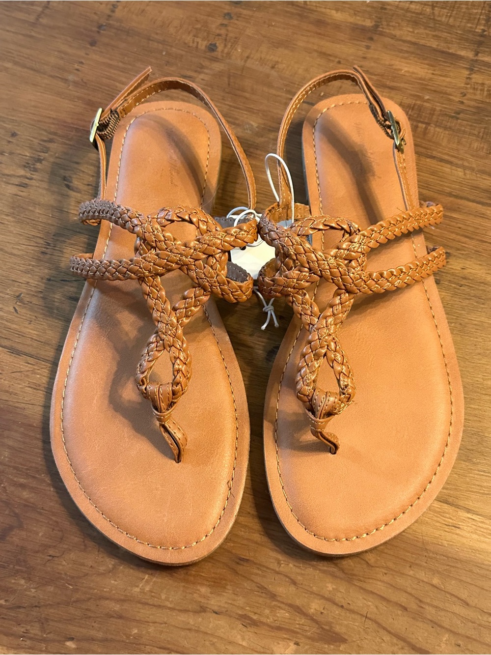 Universal Thread Braided Tan T-Strap Sandals